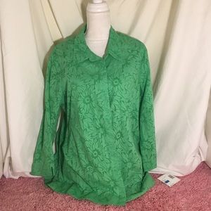 Sag Harbor Green Floral Women's Top